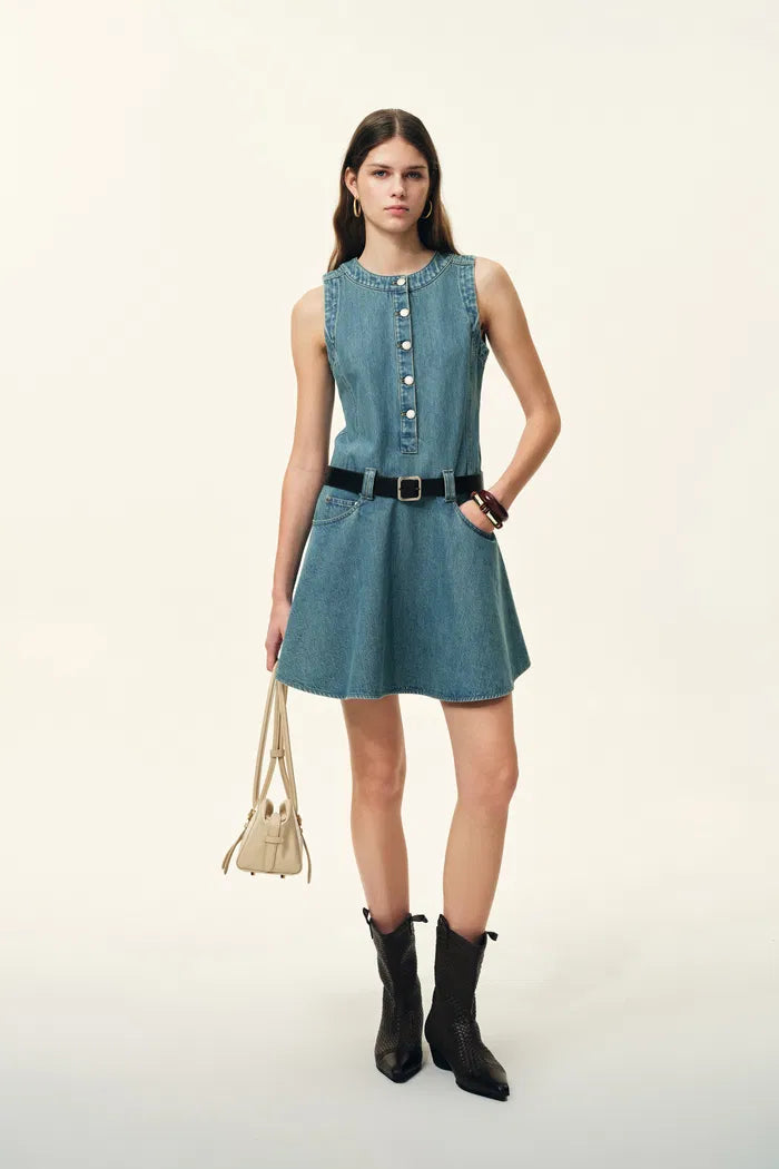 lisa denim dress Lisa Embroidered Denim Dress