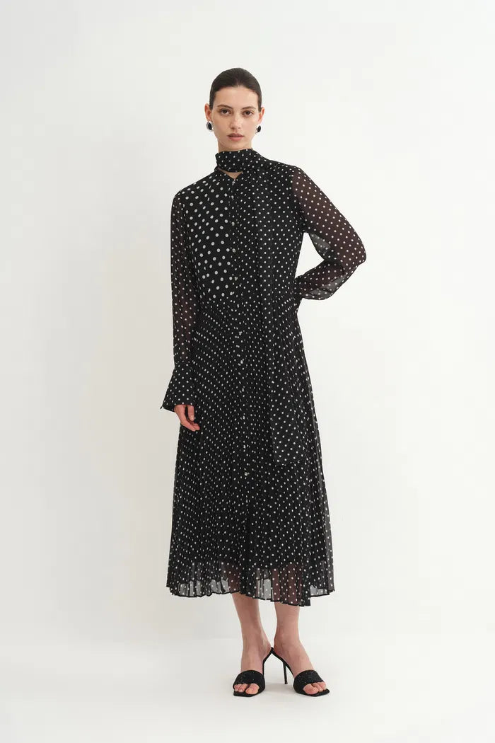 polka dot chiffon dress Ellie Polka Dot Dress in Chiffon S