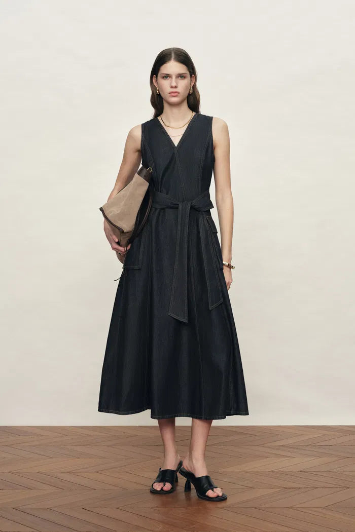 black sleeveless a-line dress Opulent Sleeveless A-Line Mini Dress Black