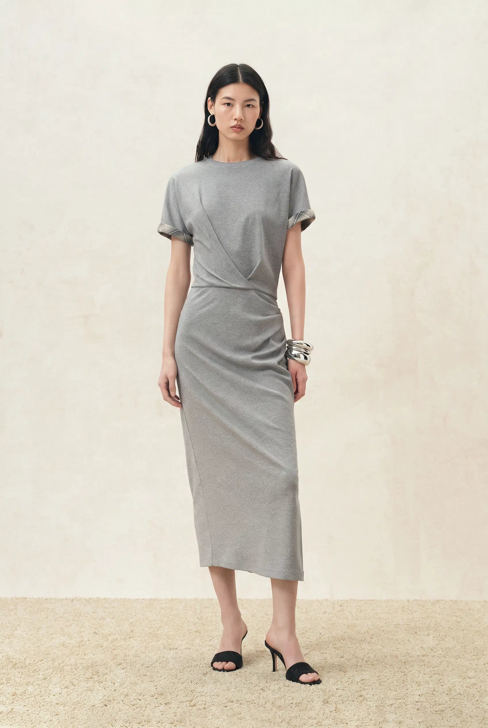 Clara Plaid Hem T-shirt Dress in Cotton L