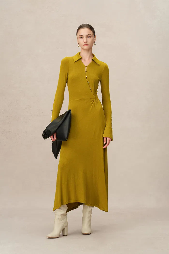 Ruby Knotted Dress in Wool-Thermolite Blend M Ruby Knotted Dress in Wool-Thermolite Blend M