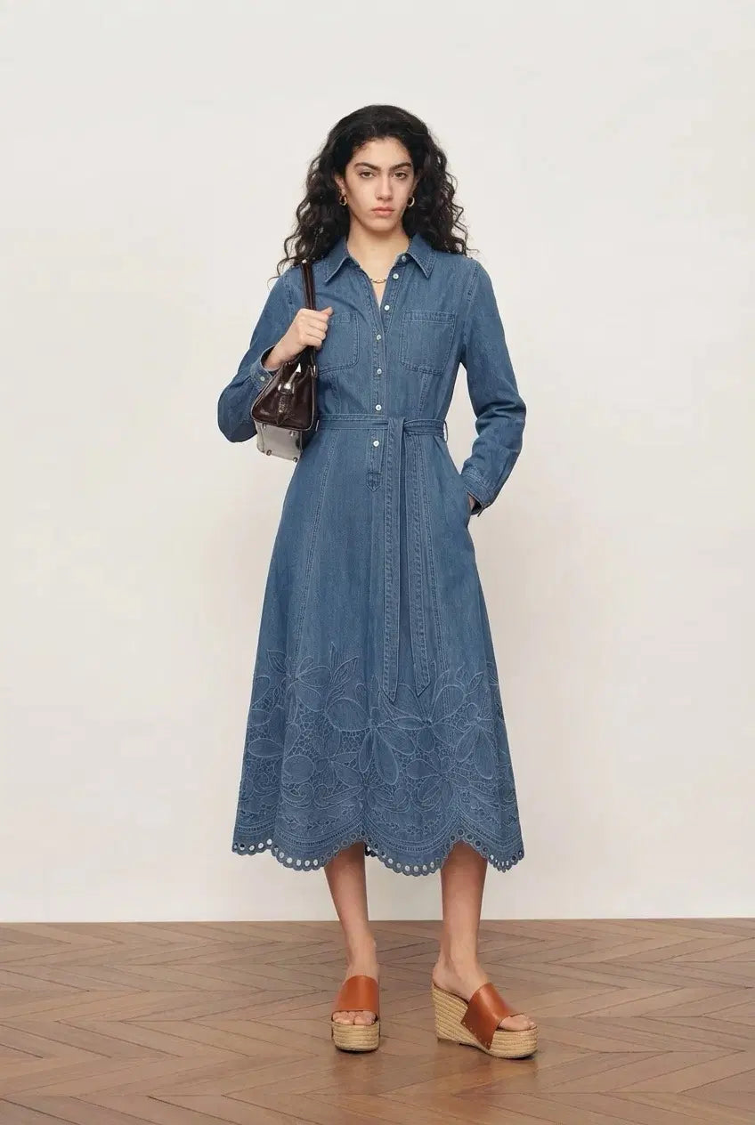 Eleanor Denim Shirt Dress in Tencel Cotton Denim S