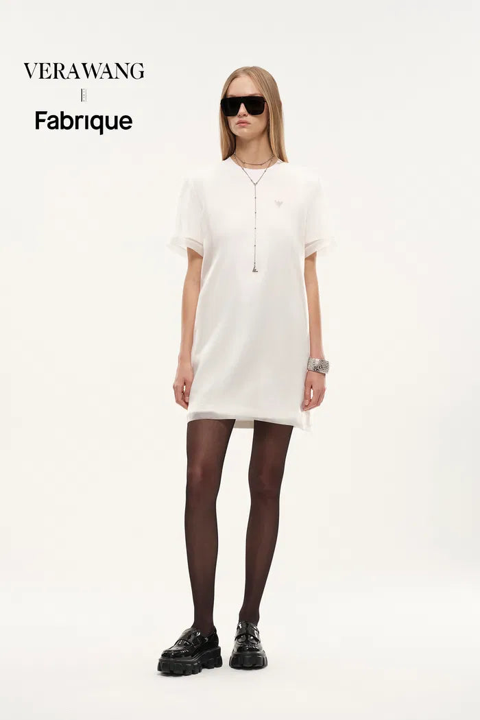 white organza shirt dress 006 Organza Shirt Dress - White