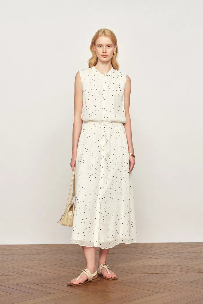 polka dot sheer dress Long polka dot dress with sheer sleeves