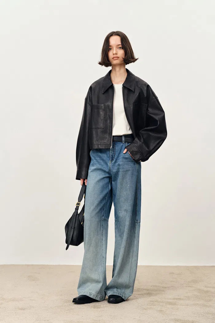 Coddenham Short Jacket in Faux Leather – fbrq.com Coddenham Short Jacket in Faux Leather – fbrq.com