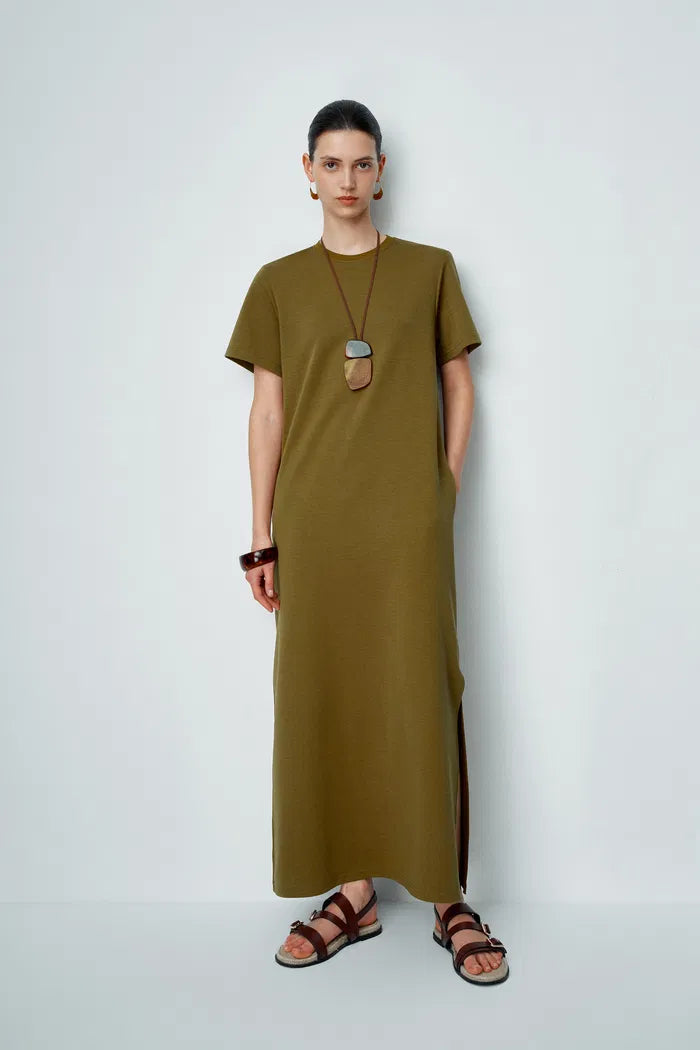 heavy cotton t shirt dress Cotton Blend Textured T-Shirt Dress