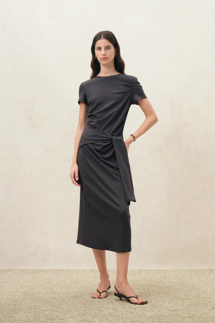 ruched shirt dress black MELINA Black Ruched Shirt Dress