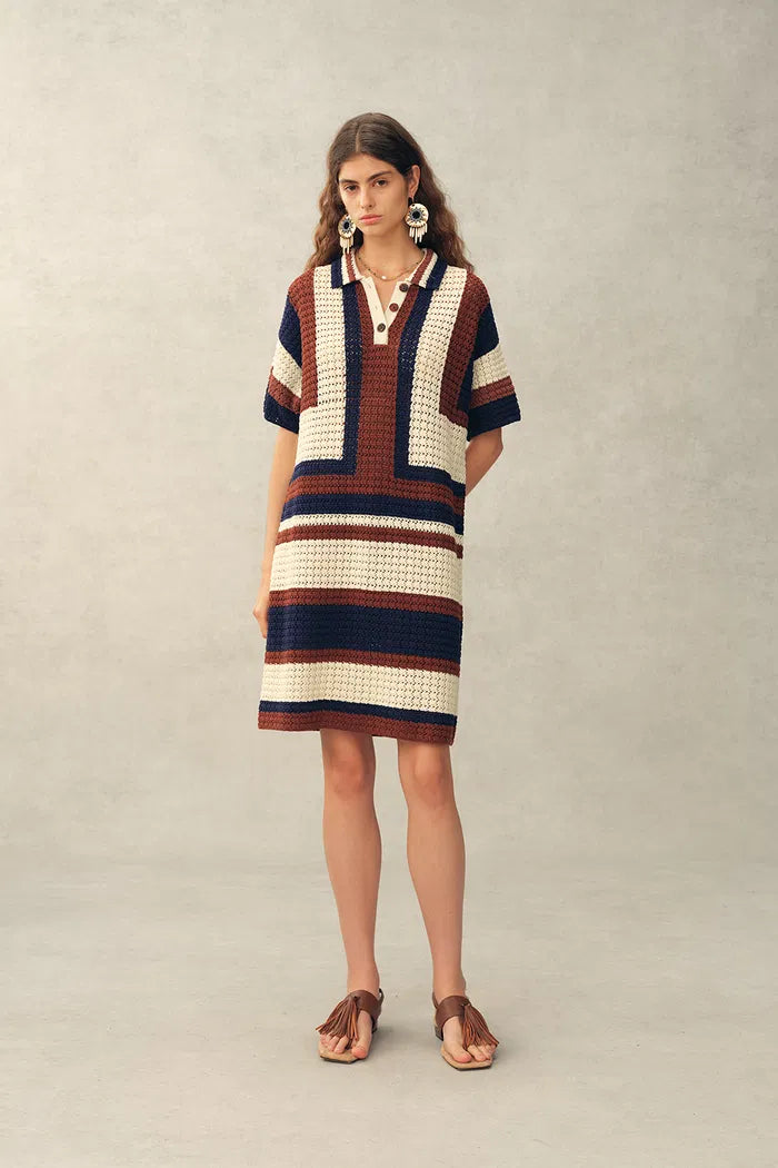 Louise Short-Sleeve Crochet Dress in Cotton-Linen Knit – fbrq.com Louise Short-Sleeve Crochet Dress in Cotton-Linen Knit – fbrq.com
