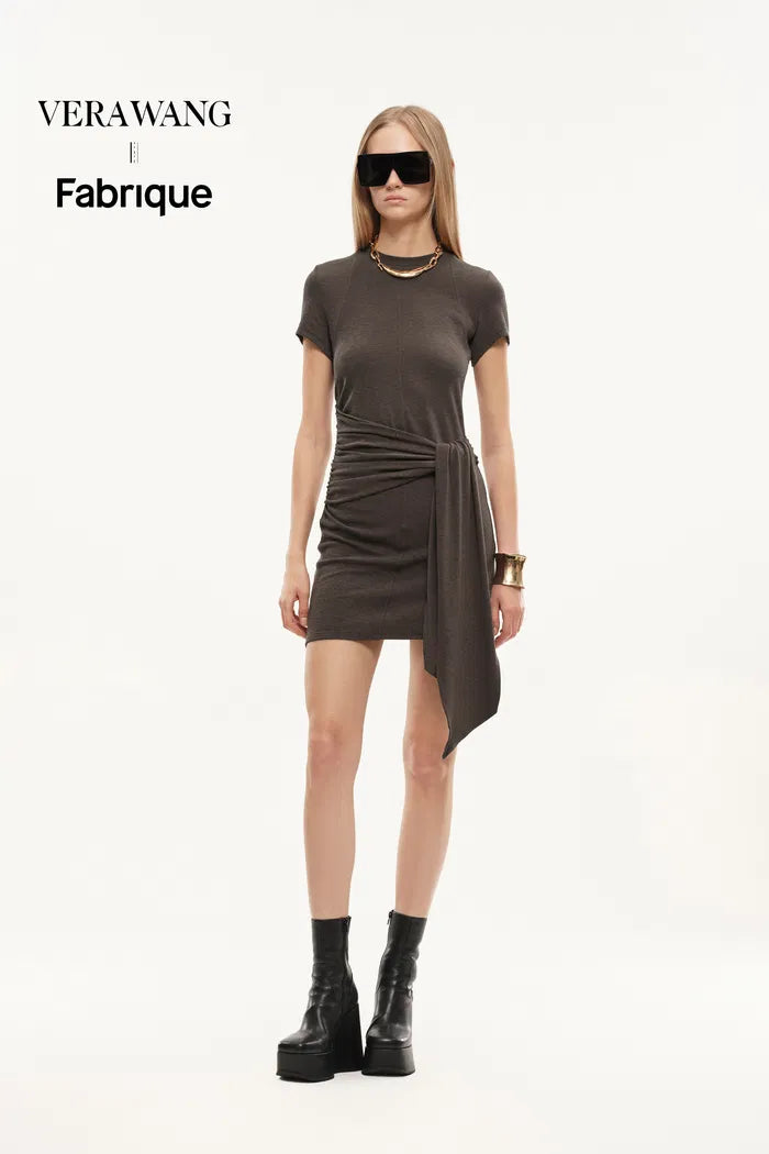 tight cotton dress Vestige Tie Up Waist Dress in Cotton Knit XS