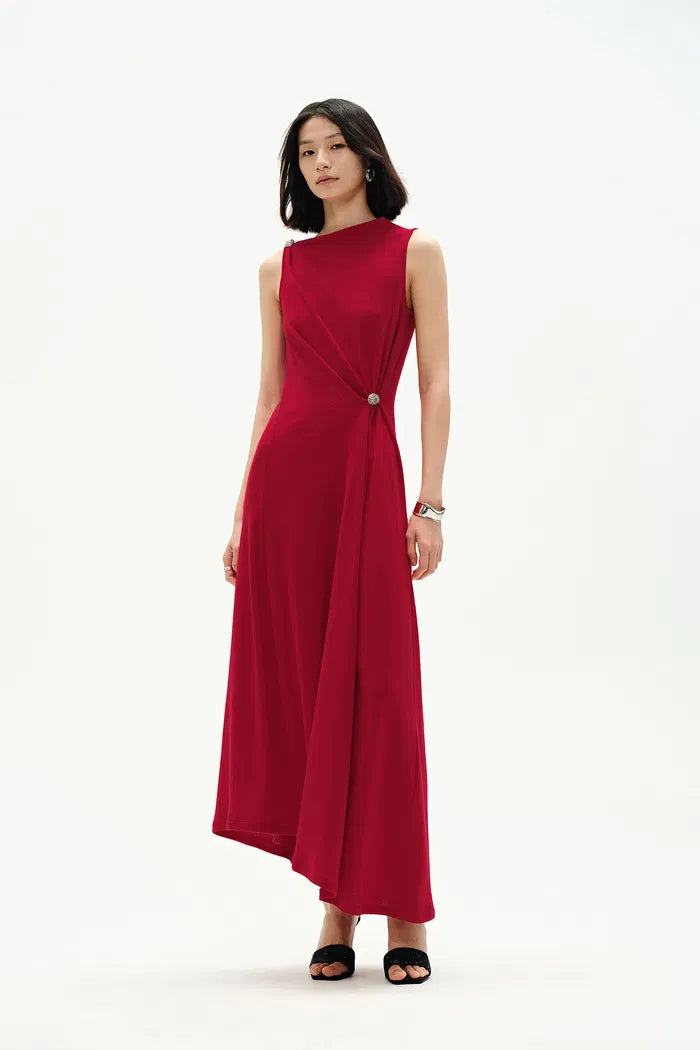 Kiki Asymmetric Knotted Sleeveless Dress in Premium Stretch Knit XS/P
