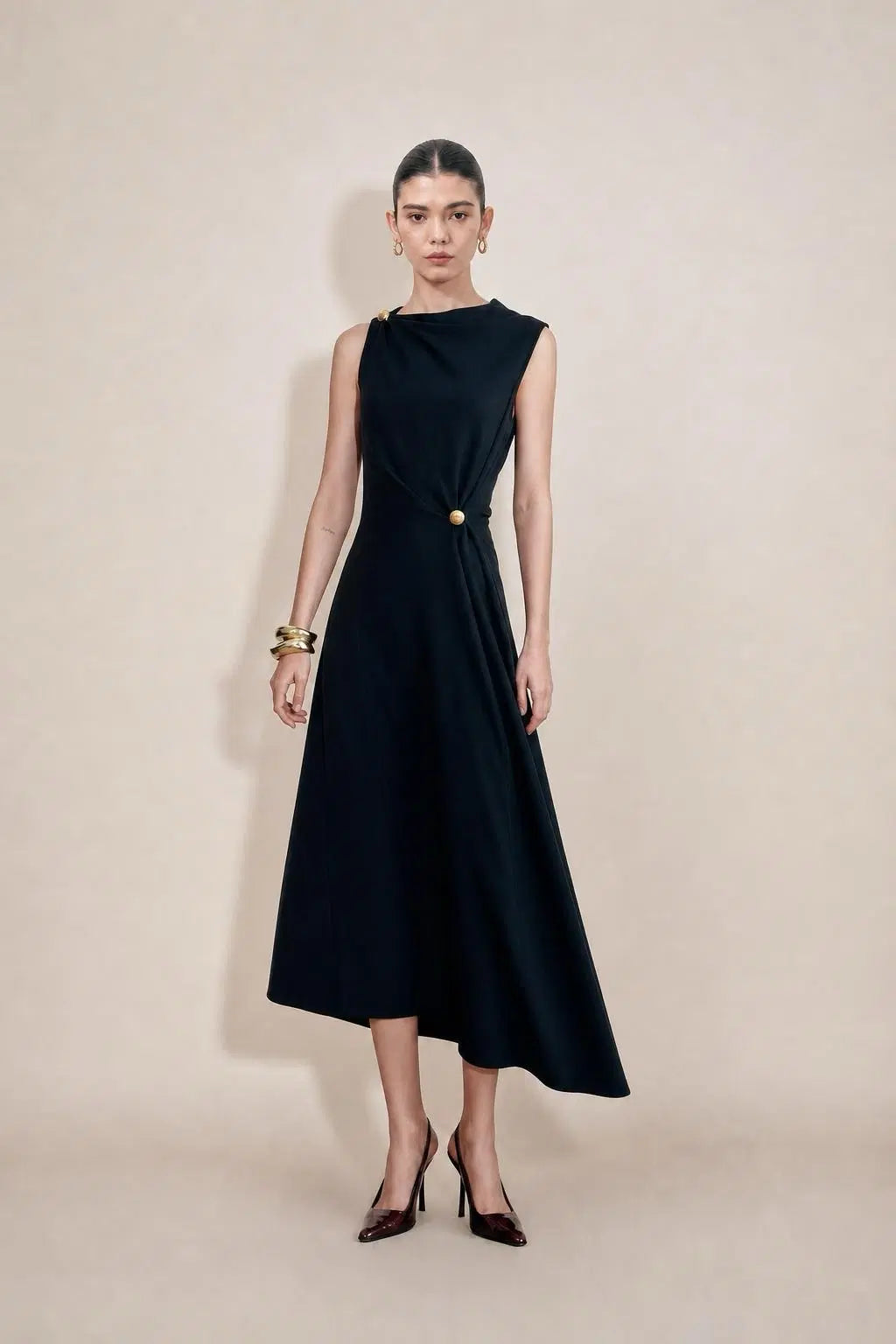 Eunice Pleated Dress in Wool Blend XS/P