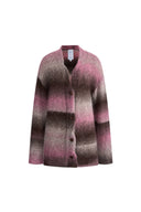 Cara Asymmetric Gradient Striped Cardigan in Space-Dyed Mohair