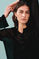 Tracy Semi Sheer Buttoned Blouse in Tencel Silk Knit