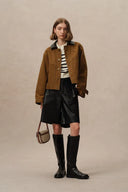 Nechi Cropped Denim Jacket in Washed Cotton Denim