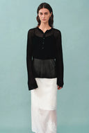 Tracy Semi Sheer Buttoned Blouse in Tencel Silk Knit