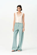 Loira 3D Flower Vest in Silk Wool Satin