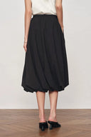Cathy Black Twisted-Seam Bubble Midi Skirt in Lightweigt Blend