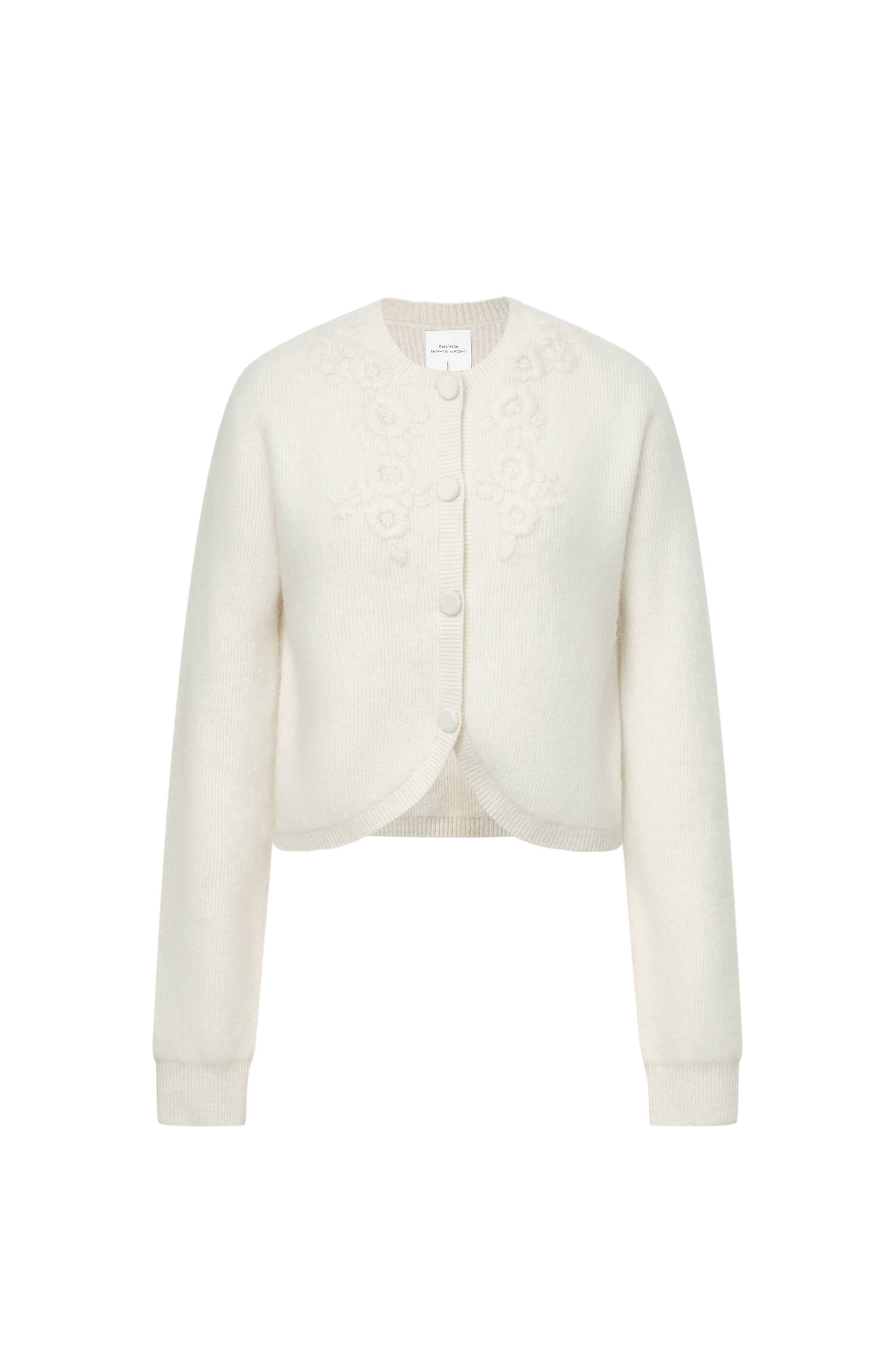 Otelie Hand Embroidered Extended Cardigan in Baby Alpaca-Merino