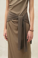 Isla Grey Ruched Tie Front T-Shirt Dress