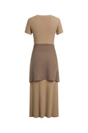 Isla Grey Ruched Tie Front T-Shirt Dress
