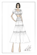 Haut épaules dénudées à manches bouffantes Luise en coton soie