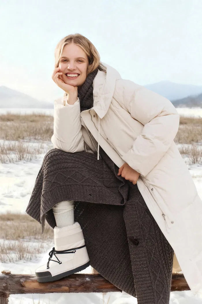 Betty Long Water Repellent Puffer Coat in Graphene Lined Lightweight Fabric