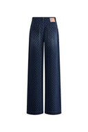 Jeans rectos Natalie con degradado en denim jacquard de algodón con diseño de diamantes
