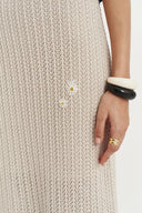 Top senza maniche all'uncinetto con margherite fatto a mano Azores e completo gonna midi Palma in misto cotone-lino