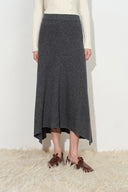 Lynn Asymmetric Ribbed Skirt in Wool Blend