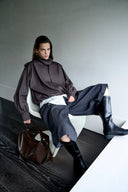 Yuri Wide Pleated Cropped Culottes in Wool Blend