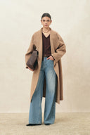 Tilda Camel Oversized Long Coat in Wool Blend