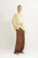 Sally Hand Crochet 3D Floral Camellia Sweater in Mohair Blend