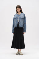 Helmingham Rundhalsjacke aus Lyocell Denim