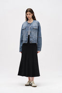 Helmingham Rundhalsjacke aus Lyocell Denim