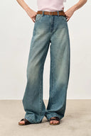 Francesca Yellow Washed Jeans in Cotton Denim