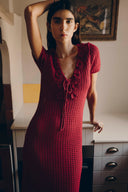 Golf Floral Crocheted Knit Dress in Hemp Cotton Knit M