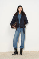 Lim Vintage Belted Padded Cropped Jacket in 100% Cotton