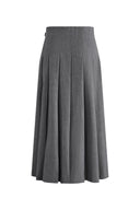 Soma Pleated Midi Skirt in Fine Wool Blend