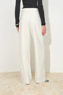 Olivia Button Slit Wide Leg Pants in Wool Blend