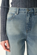 Ariel transparente Burnout gerade geschnittene Cropped-Jeans aus Verbund-Burnout-Denim