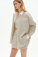 Nao Casual Striped Shirt and Shorts Matching Set in Cotton Poplin