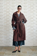 Vesta Hem Tie Lapel Wool Coat in Double-Face Merino Wool