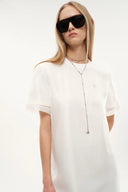 Mirage Double-Layer Organza Label T-Shirt Dress in Cotton and Organza