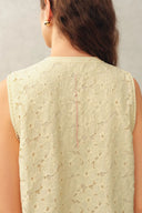Charlotte Marigold Lace Embroidery Sleeveless Top in Cotton