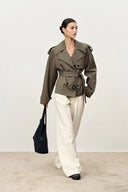 Beatrice Short Trench Coat in Cotton Twill