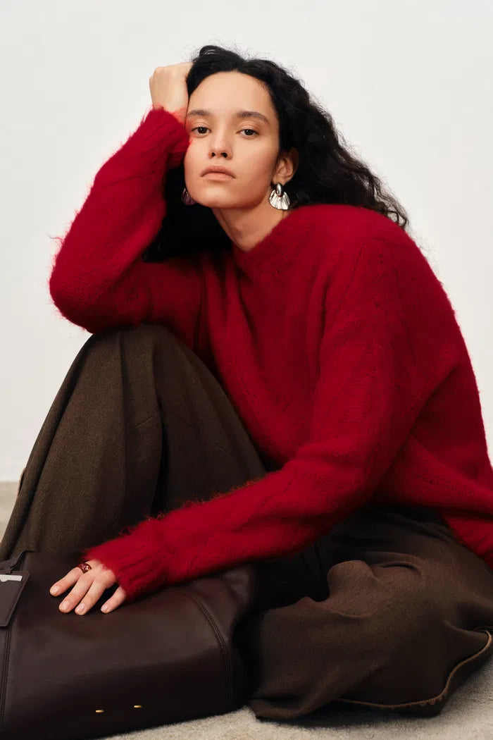 Ember Chunky Sweater in Alpaca Wool Blend Cable Knit