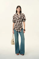 Molly Washed Bootcut Jeans in Cotton Denim