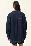 Ensemble chemise et short en denim à surpiqûres contrastées Harlow en denim coton léger