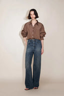 Jennifer Forward Seams Barrel Leg Jeans in Cotton Denim