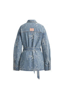 Harper Floral Safari Utility Jacket in Jacquard Denim